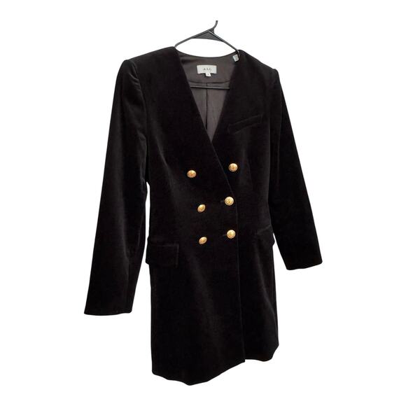 A.L.C Chelsea Velvet Jacket Mini Dress V neck in black with gold buttons size 6 - Picture 14 of 15